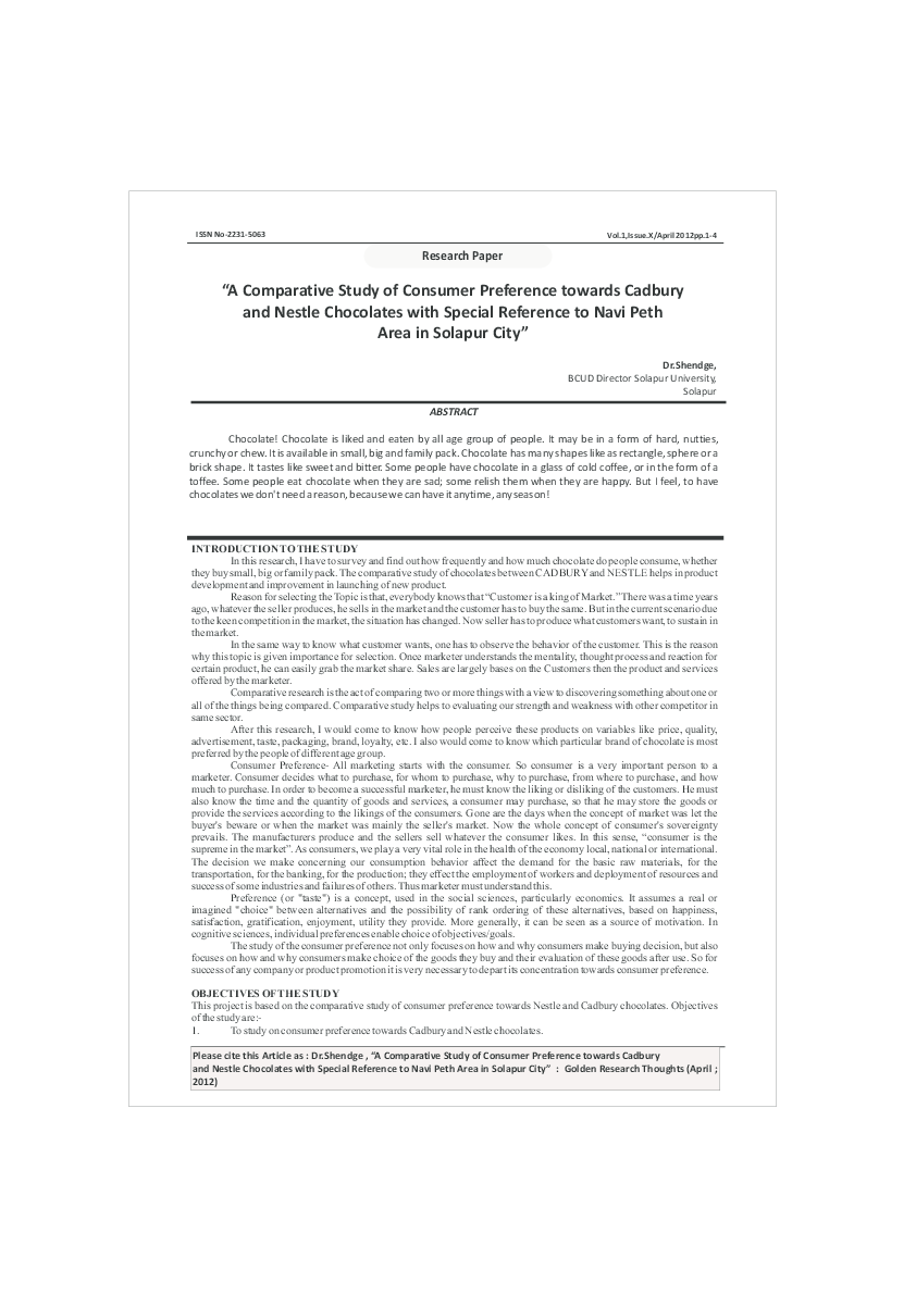 Research paper on chocolate