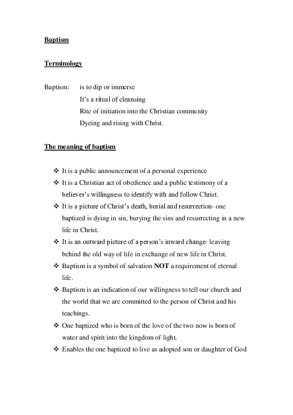 Pdf Baptism Lecture