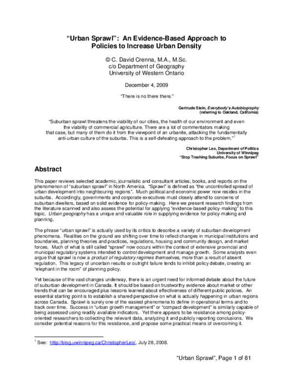 Issues with urban sprawl picture