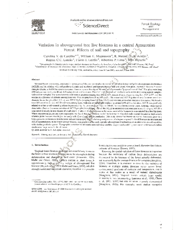 (PDF) Variation in aboveground tree live biomass in a central Amazonian ...