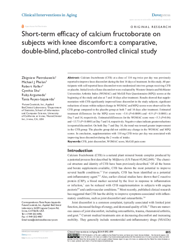 (PDF) Calcium fructoborate and knee Dove Medical Press