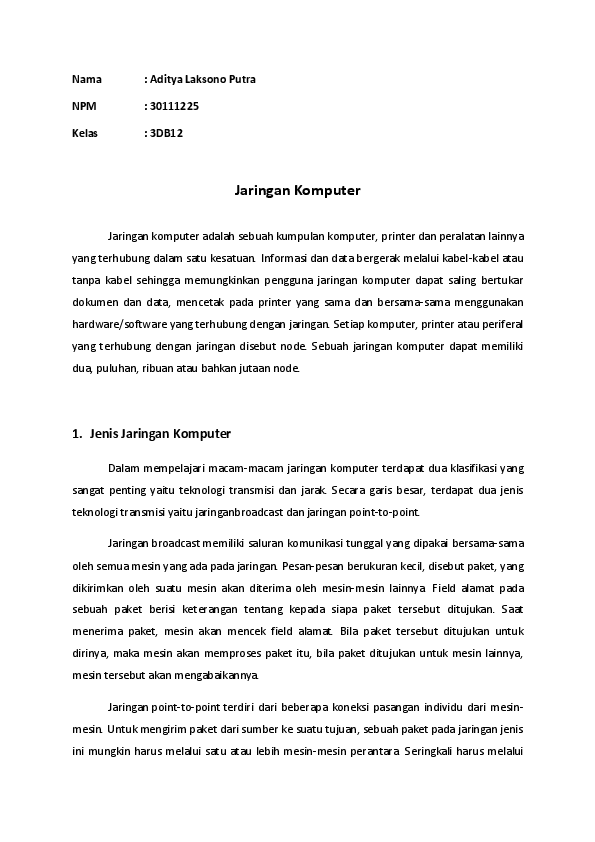 (DOC) Artikel Jaringan Komputer | Aditya Laksono Putra - Academia.edu
