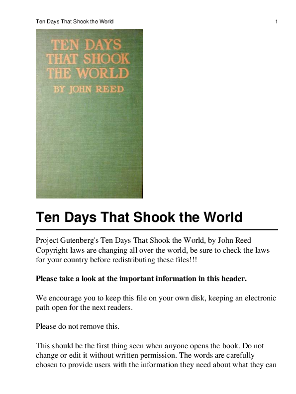 (PDF) 6912621TenDaysThatShooktheWorldJohnReed Brian O'Hara