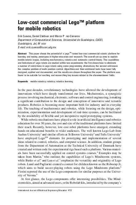 (PDF) Low-cost commercial Lego™ platform for mobile robotics