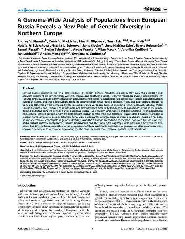 (PDF) A Genome-Wide Analysis of Populations from European Russia ...