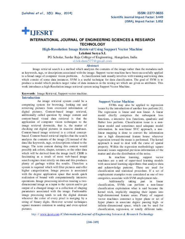 (PDF) High-Resolution Image Retrieval Using Support Vector Machine.