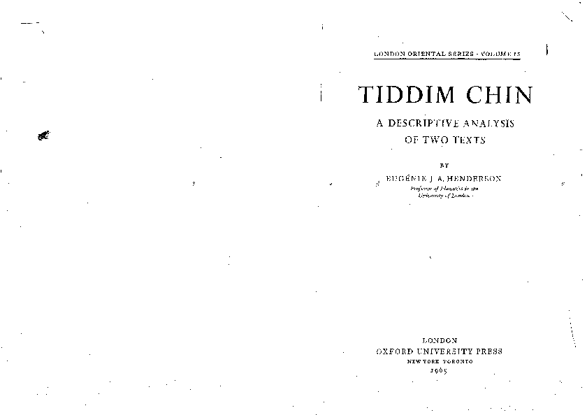 (PDF) Tiddim Chin: A Descriptive Analysis of Two Texts. School of ...