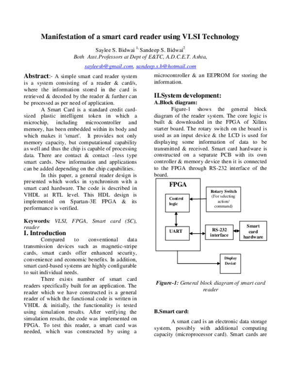 (PDF) Manifestation of a smart card reader using VLSI Technology