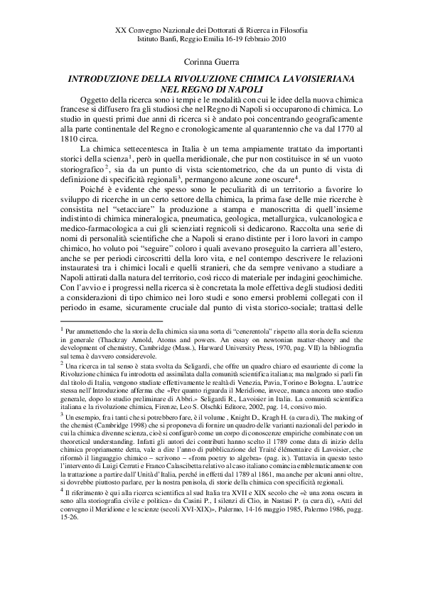 (PDF) Introduzione della rivoluzione chimica lavoisieriana nel Regno di