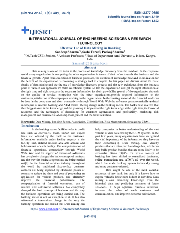 (PDF) Effective Use of Data Mining in Banking.