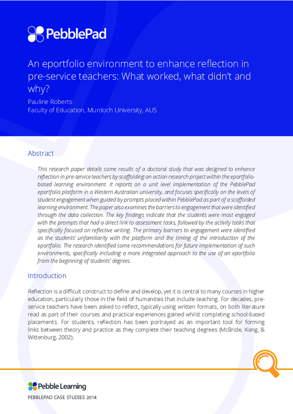 (PDF) An ePortfolio environment to enhance reflection in pre-service ...
