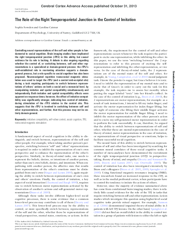 (PDF) The role of the right temporoparietal junction in the control of ...