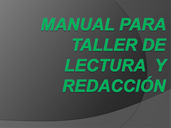 (PPT) Manual para taller de lectura y redaccion