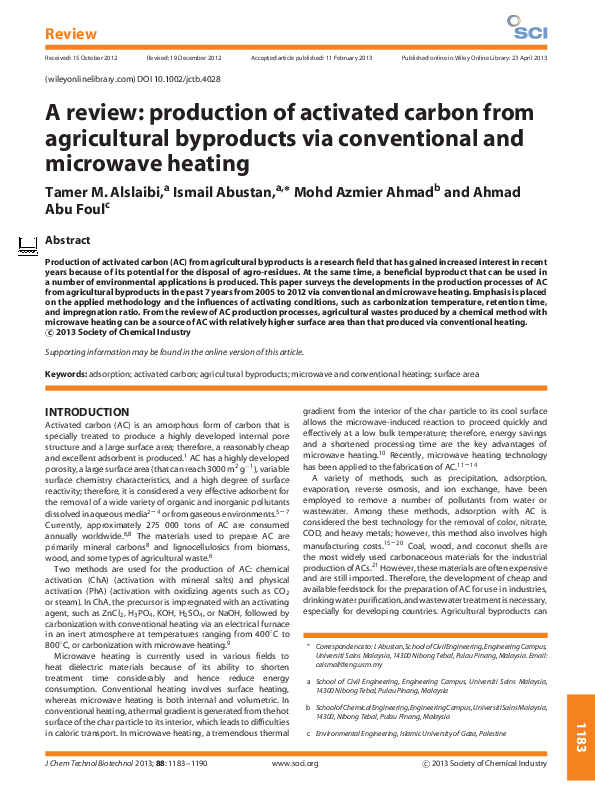 (PDF) A review: production of activated carbon from agricultural ...