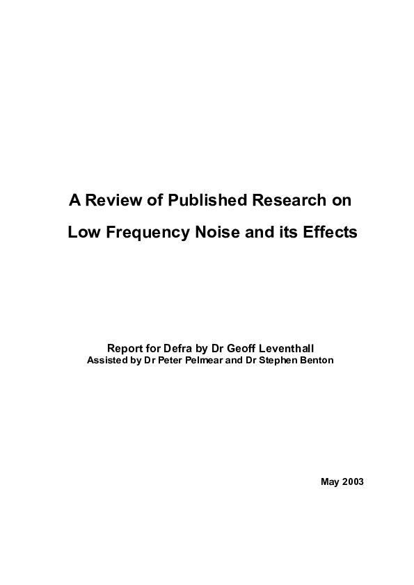 (PDF) A Review of Published Research on Low Frequency Noise and its Effects
