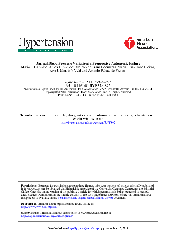 Diurnal Blood Pressure Variation