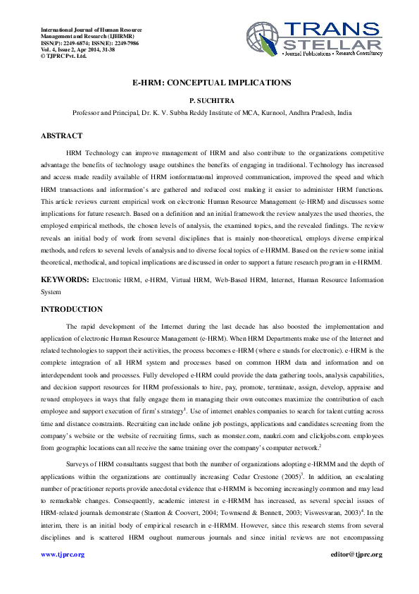 (PDF) E-HRM: CONCEPTUAL IMPLICATIONS