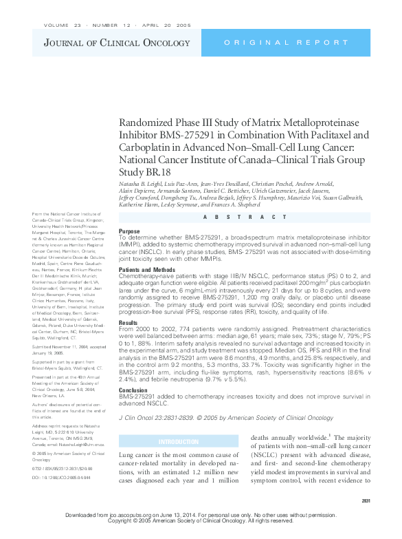 (PDF) Randomized Phase III Study of Matrix Metalloproteinase Inhibitor ...