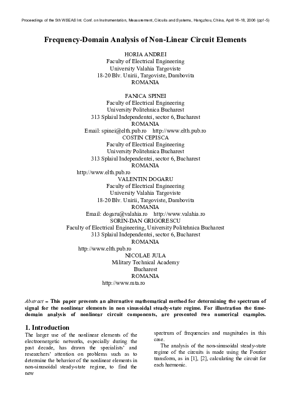 Non Linear Circuit Elements
