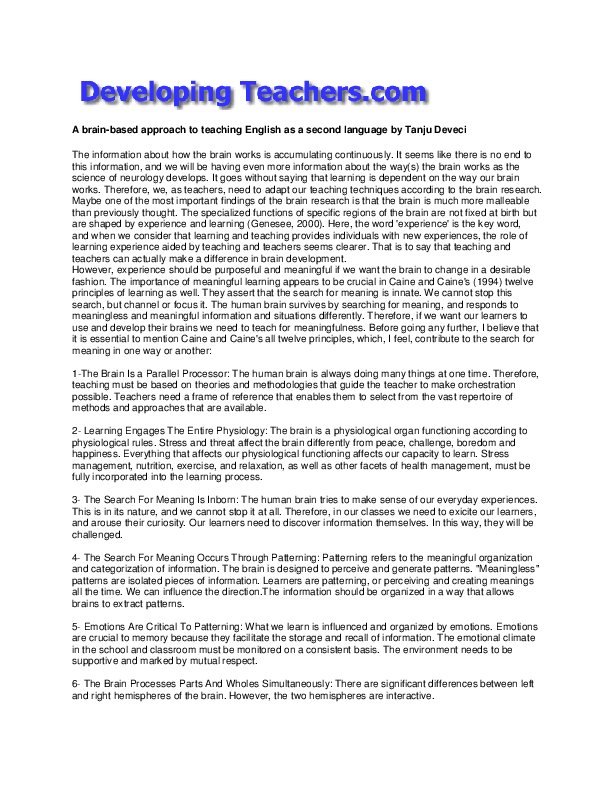 Teacher We Must Teach Emotional >> Pdf A Brain Based Approach To Teaching English As A Second Language Teacher We Must Teach Emotional >> Pdf A Brain Based Approach To Teaching English As A Second Language