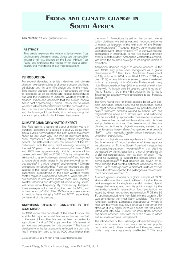 (PDF) Frogs and Climate Change in South Africa