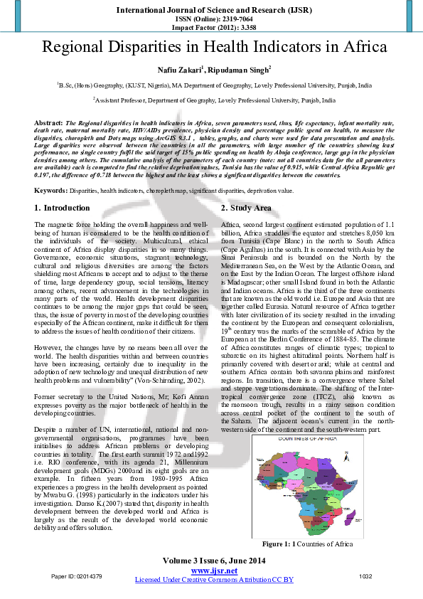 (PDF) Regional Disparities in Health Indicators in Africa