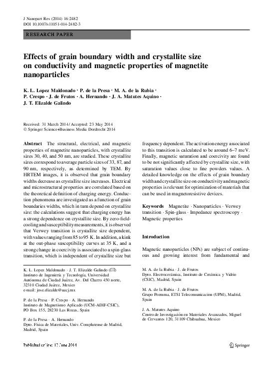 (PDF) Effects of grain boundary width and crystallite size on ...