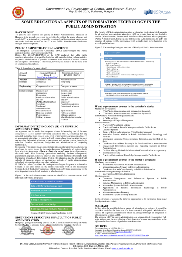 (PDF) SOME EDUCATIONAL ASPECTS OF INFORMATION TECHNOLOGY IN THE PUBLIC ...