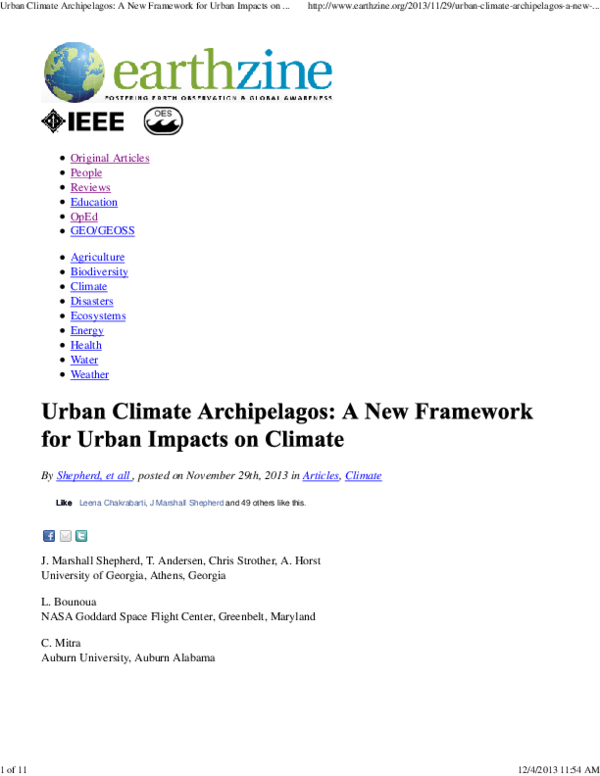 (PDF) Urban Climate Archipelagos A New Framework for Urban Impacts on ...