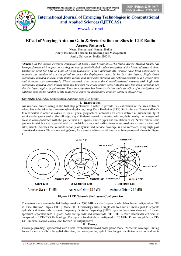(PDF) Effect of Varying Antenna Gain & Sectorization on Sites in LTE