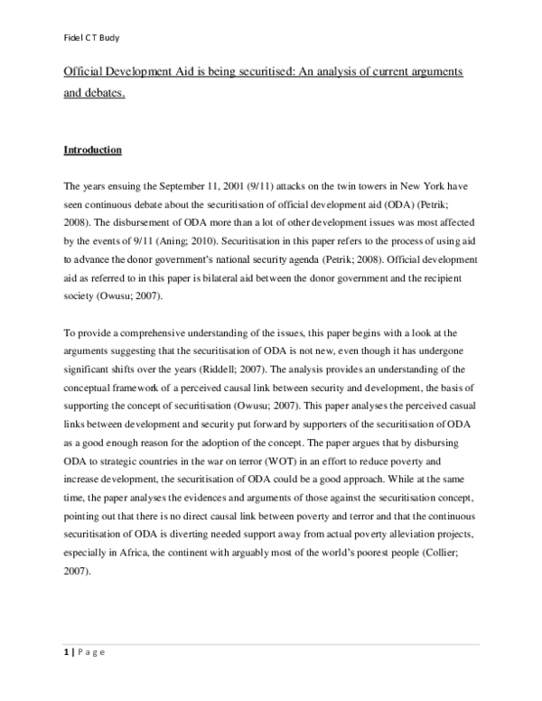 (DOC) Official Development Aid is being securitised