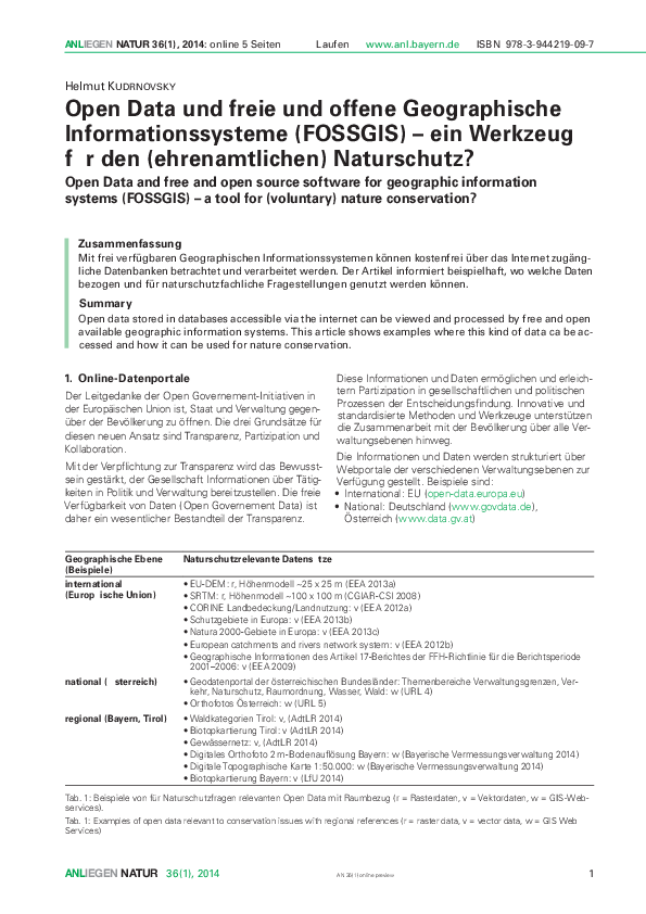 Open Data und freie und offene Geographische Informationssysteme ...