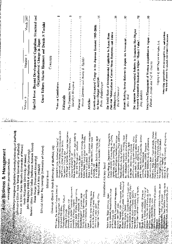 (PDF) Growth and Structural Change in the Japanese Economy 1985–2000 ...