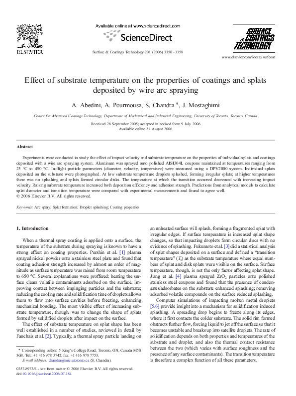 (PDF) Effect of Substrate Temperature on the Properties of Coatings and ...