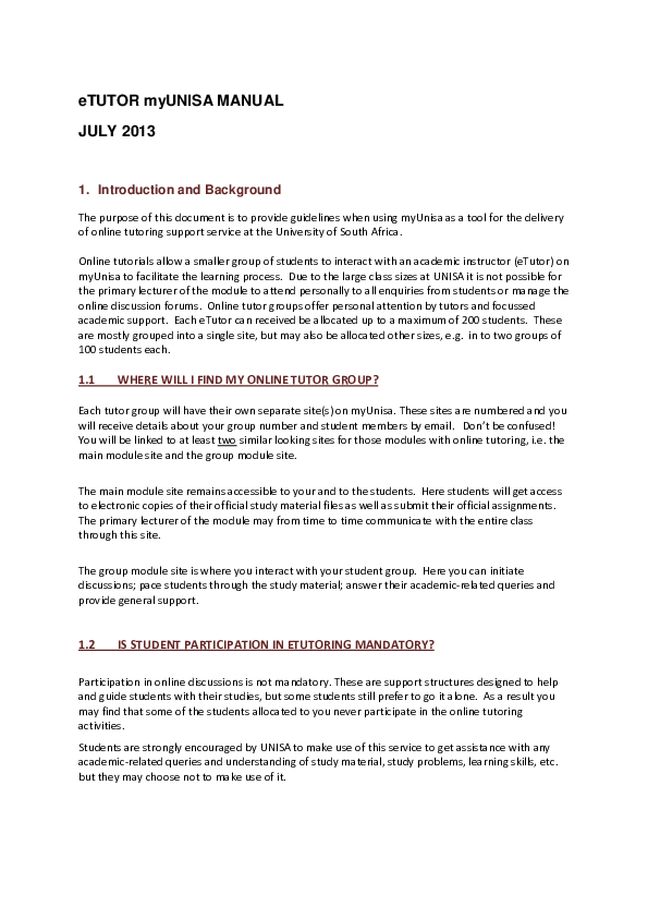 (DOC) E TUTOR INTRODUCTION TO ONLINE TUTORIAL SERVICES FRANCETTE