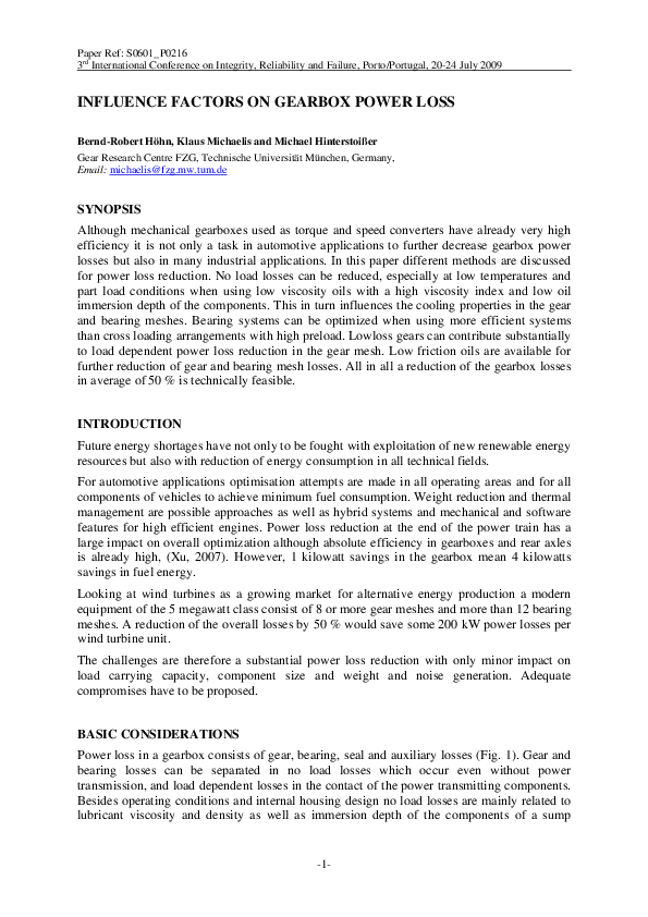 (PDF) INFLUENCE FACTORS ON GEARBOX POWER LOSS khaldoon brethee