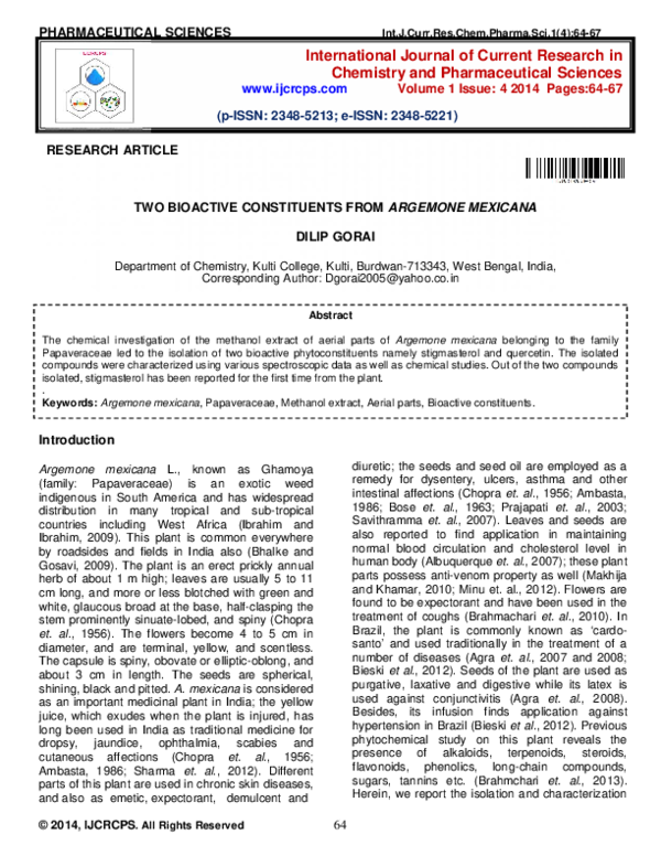 Argemone mexicana herb image