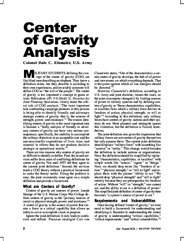  pdf center of gravity analysis