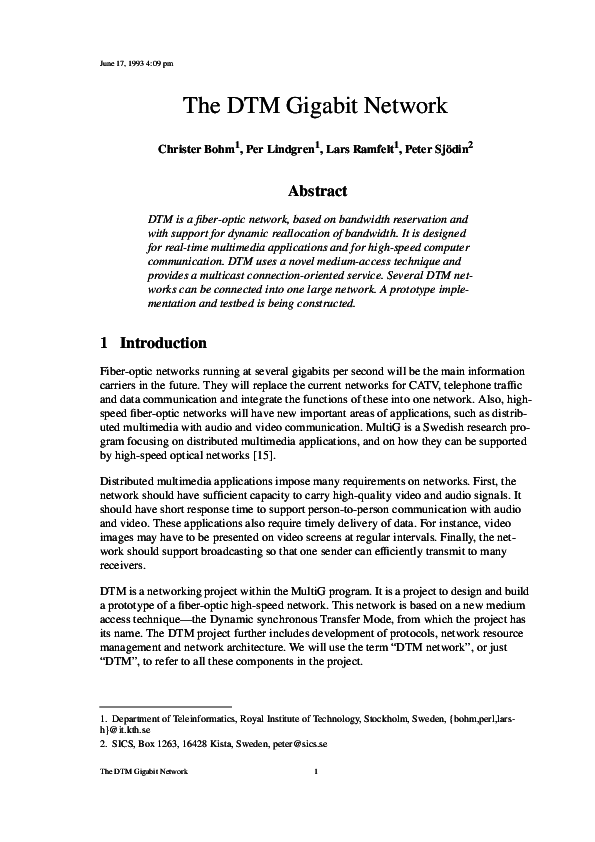 (PDF) The DTM Gigabit Network