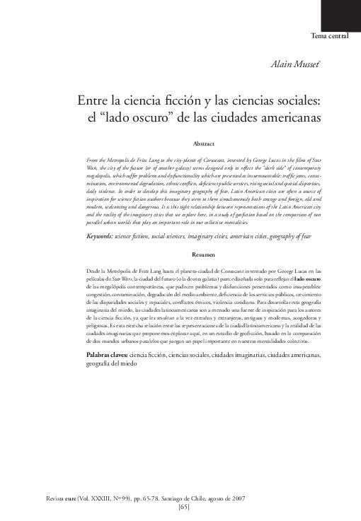 PDF) Entre la ciencia ficción y las ciencias sociales: el "lado oscuro" de las ciudades americanas | Alain Musset - Academia.edu