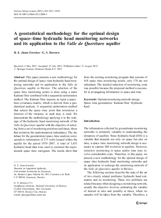 (PDF) A geostatistical methodology for the optimal design of space–time ...