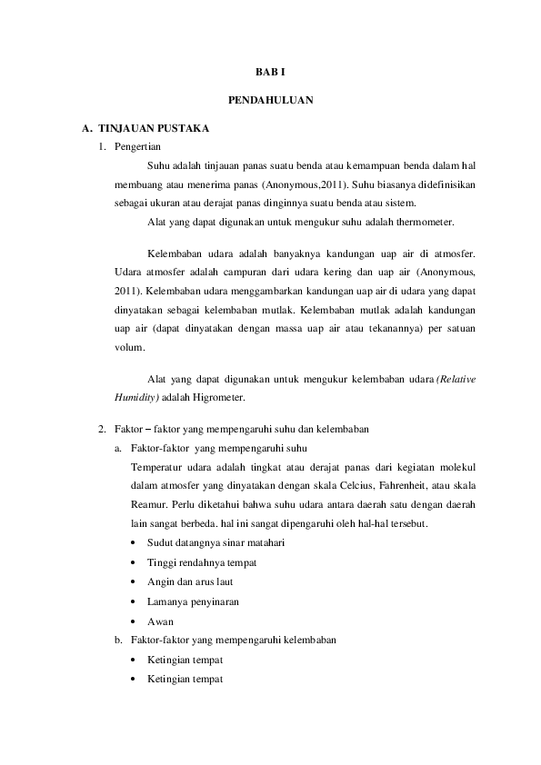 Doc Laporan Praktikum Kesehatan Kerja Suhu Dan Kelembapan Fitria Dora Academia Edu