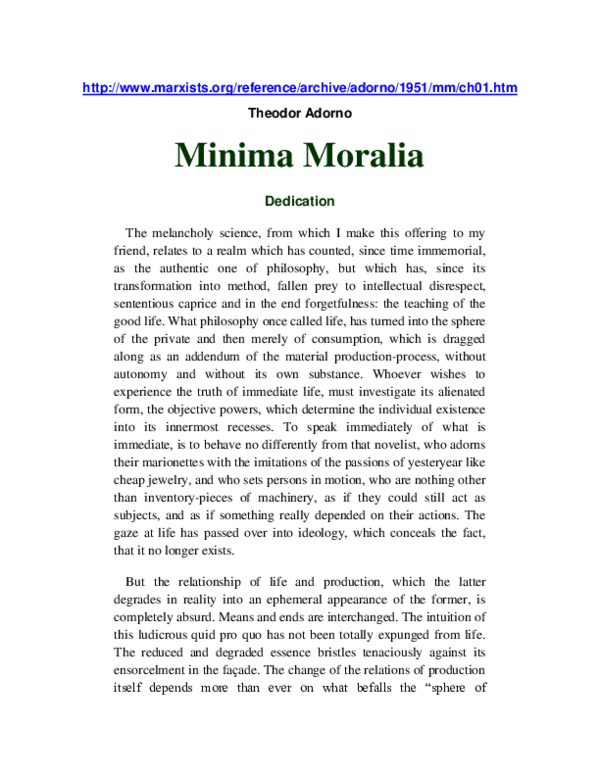 (DOC) ADORNO MINIMA MORALIA Mihaela Magdalinis Academia.edu