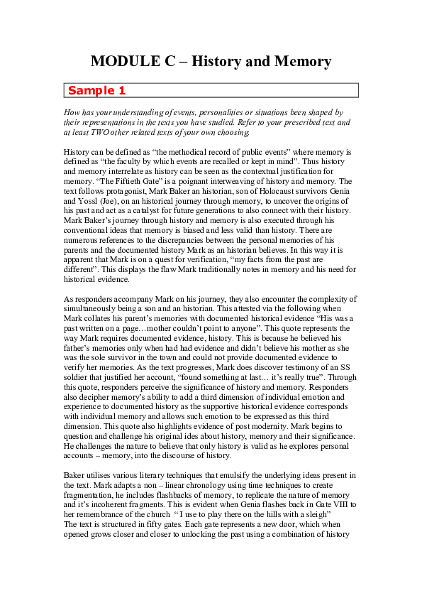 (DOC) MODULE C – History and Memory