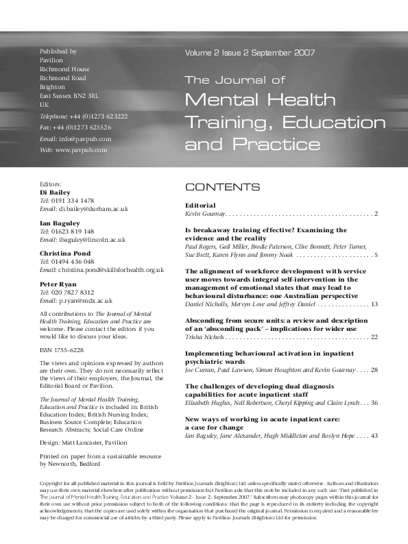 (PDF) Mental Health Training, Education and Practice