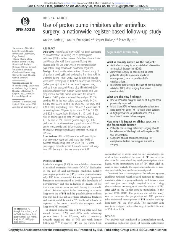 (PDF) Use of proton pump inhibitors after antireflux surgery: a ...