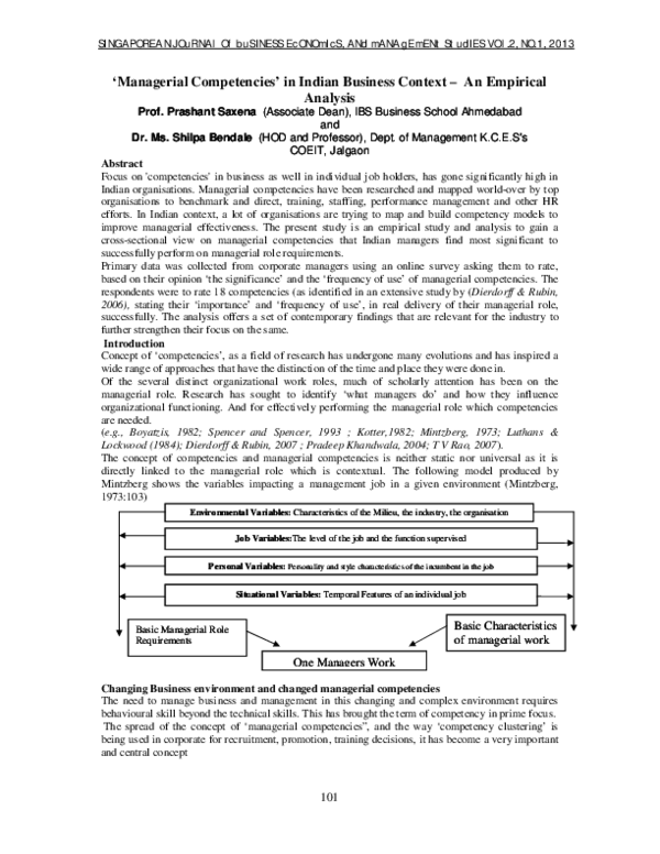 (PDF) 'Managerial Competencies' in Indian Business Context – An ...