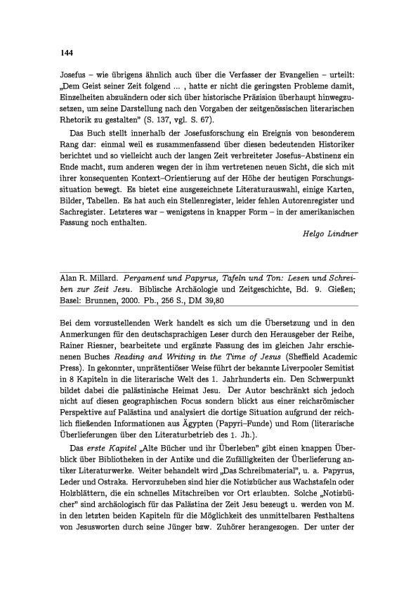 Pdf A R Millard Pergament Und Papyrus Tafeln Und Ton Lesen Und Schreiben Zur Zeit Jesu Biblische Archaologie Und Zeitgeschichte 9 Giessen Brunnen 2000 Roland Deines Academia Edu