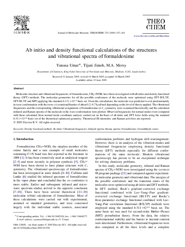 (PDF) Ab initio and density functional calculations of the structures ...