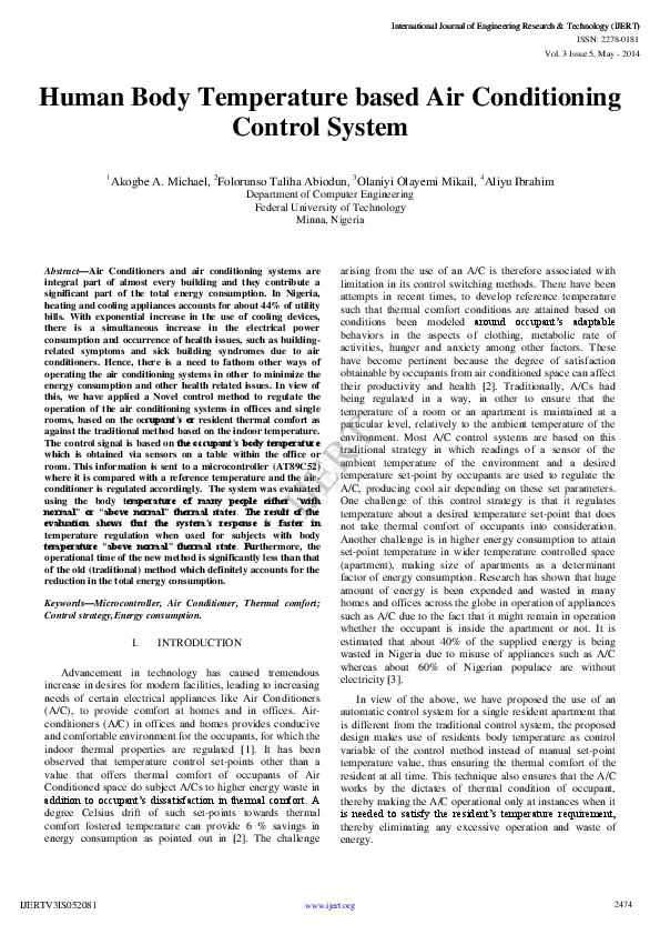 (PDF) Human Body Temperature based Air Conditioning Control System